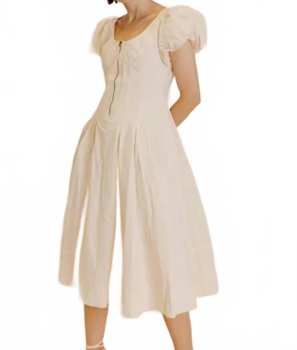 NEW AUREUM poplin with zipper midi dress in oyster